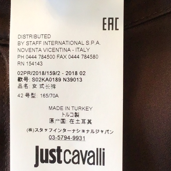 Just Cavalli size 42 Brown  cargo pants. NWT - Picture 9 of 14